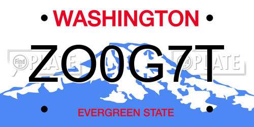 ZO0G7T Washington License Plate