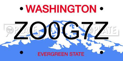 ZO0G7Z Washington License Plate