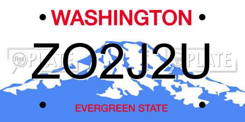 ZO2J2U Washington License Plate