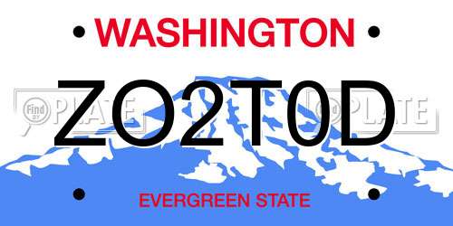 ZO2T0D Washington License Plate