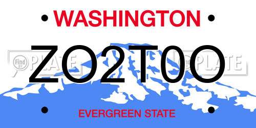 ZO2T0O Washington License Plate