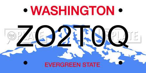 ZO2T0Q Washington License Plate