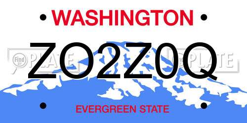 ZO2Z0Q Washington License Plate