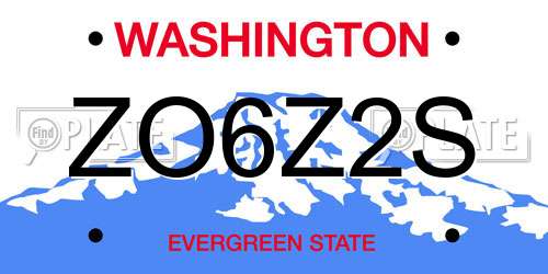 ZO6Z2S Washington License Plate