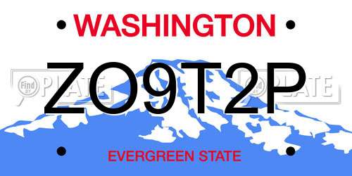 ZO9T2P Washington License Plate