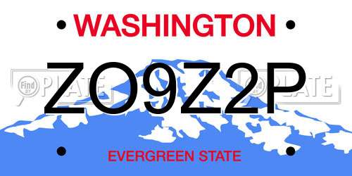 ZO9Z2P Washington License Plate