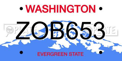 ZOB653 Washington License Plate