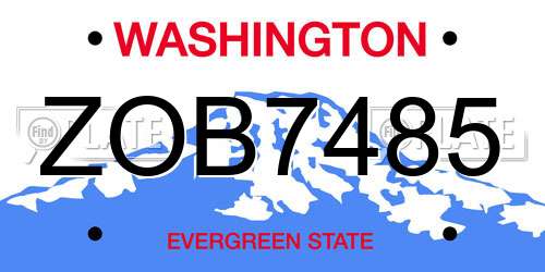 ZOB7485 Washington License Plate
