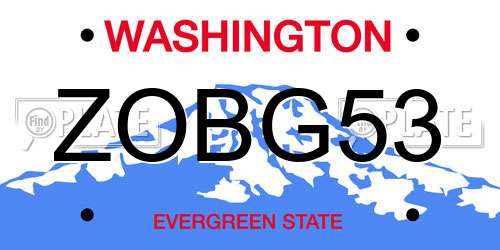 ZOBG53 Washington License Plate