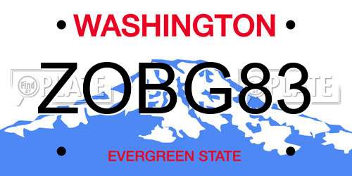 ZOBG83 Washington License Plate