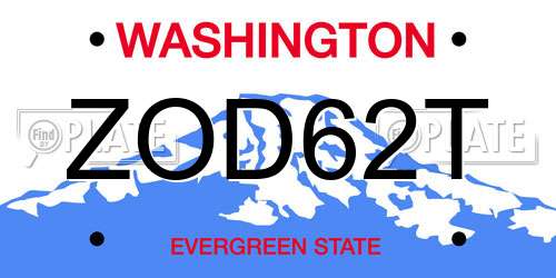 ZOD62T Washington License Plate