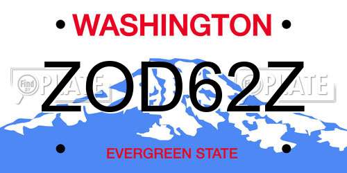 ZOD62Z Washington License Plate