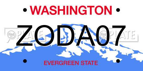 ZODA07 Washington License Plate