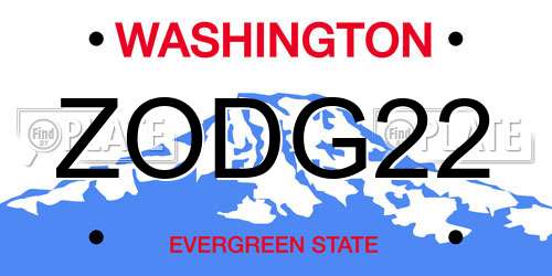 ZODG22 Washington License Plate