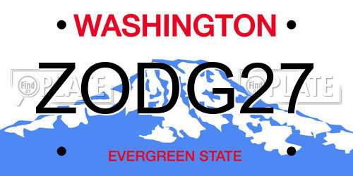 ZODG27 Washington License Plate