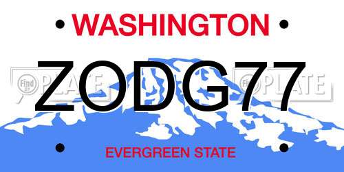 ZODG77 Washington License Plate