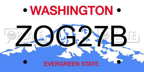 ZOG27B Washington License Plate
