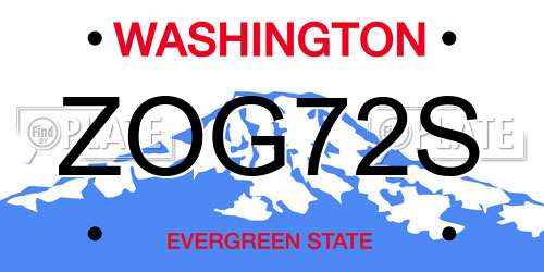 ZOG72S Washington License Plate