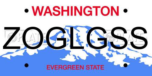 ZOGLGSS Washington License Plate