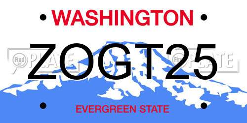 ZOGT25 Washington License Plate