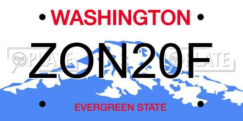 ZON20F Washington License Plate