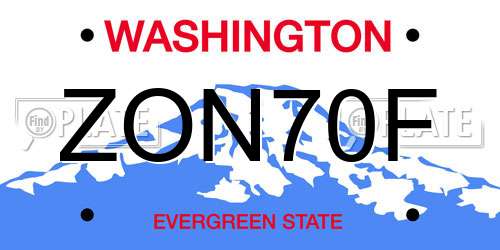 ZON70F Washington License Plate