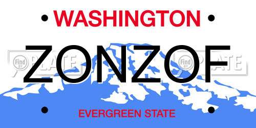ZONZOF Washington License Plate