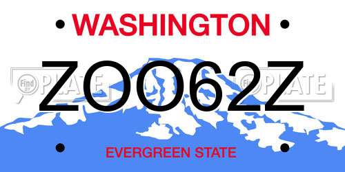 ZOO62Z Washington License Plate