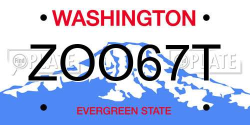 ZOO67T Washington License Plate