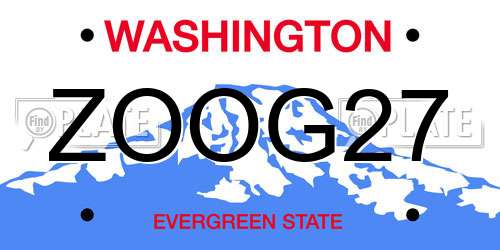 ZOOG27 Washington License Plate