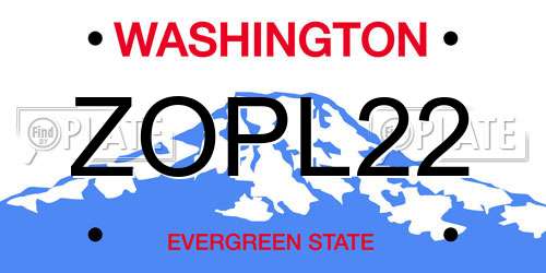 ZOPL22 Washington License Plate