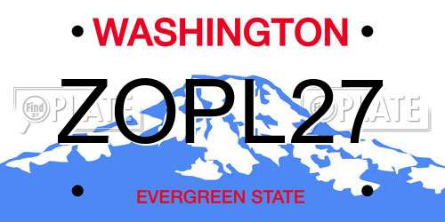 ZOPL27 Washington License Plate