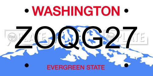 ZOQG27 Washington License Plate