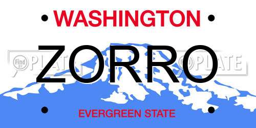 ZORRO Washington License Plate