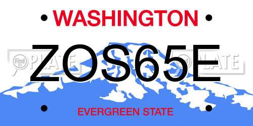 ZOS65E Washington License Plate