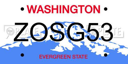 ZOSG53 Washington License Plate