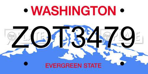 ZOT3479 Washington License Plate
