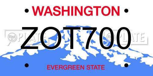 ZOT700 Washington License Plate