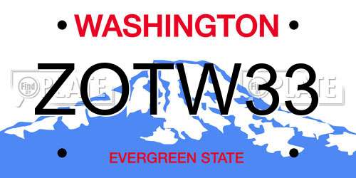 ZOTW33 Washington License Plate