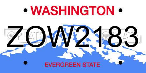 ZOW2183 Washington License Plate