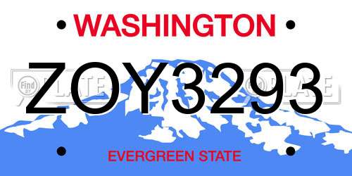 ZOY3293 Washington License Plate