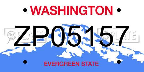 ZP05157 Washington License Plate