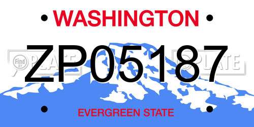 ZP05187 Washington License Plate