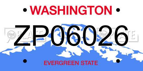 ZP06026 Washington License Plate