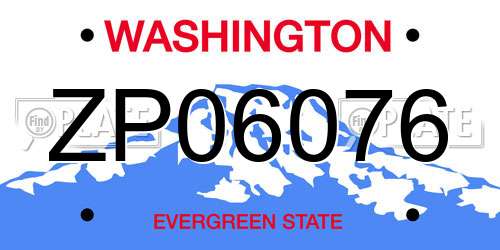 ZP06076 Washington License Plate
