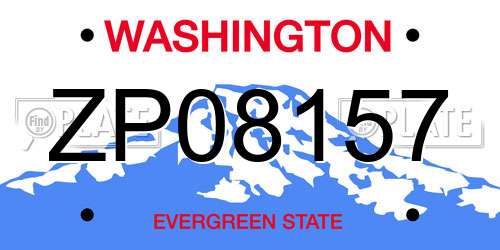 ZP08157 Washington License Plate