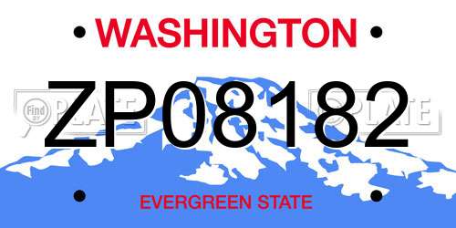 ZP08182 Washington License Plate
