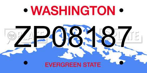 ZP08187 Washington License Plate