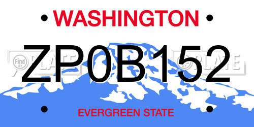 ZP0B152 Washington License Plate