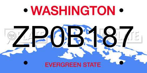 ZP0B187 Washington License Plate